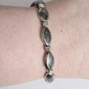 Handmade Silver Tone Stacking Stretch Bracelet